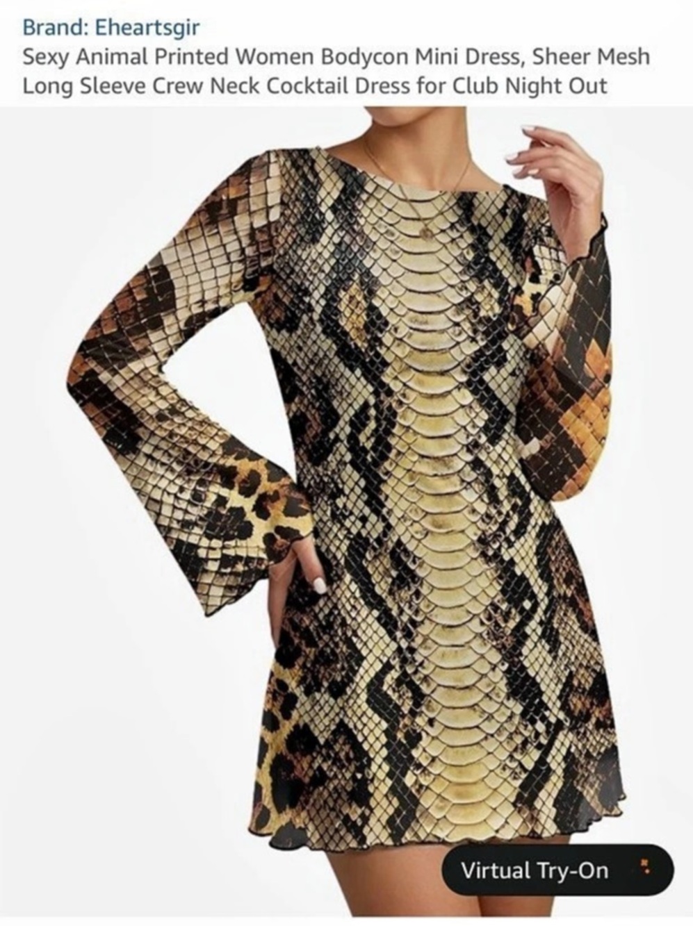 Eheartsgirl Animal Print Mini Dress Size Small Like New